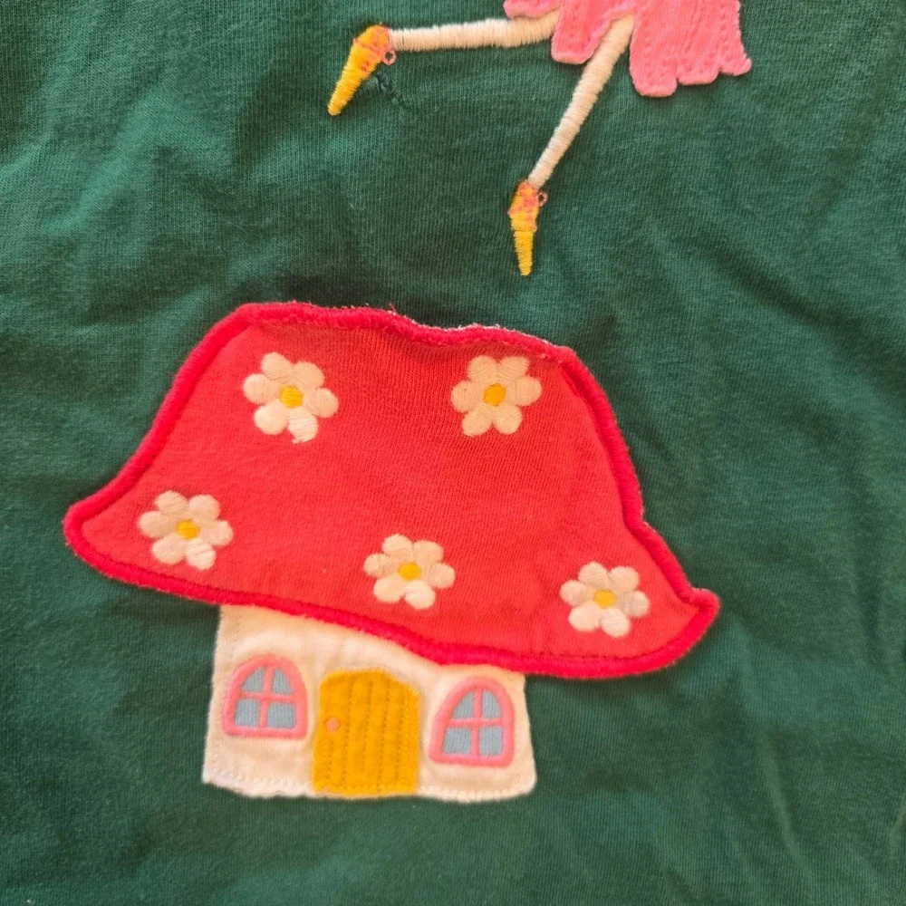 Mini Boden Kids Fairy Mushroom Lift-the-Flap‎ Long Sleeve Tee Green Pink 5-6Y